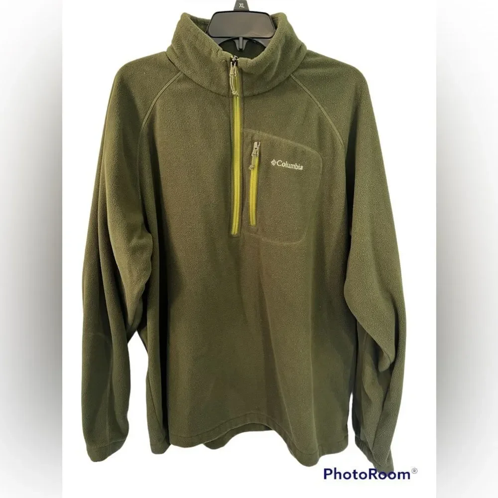 Men’s Army Green Columbia Quarter Zip - Picture 1 of 5